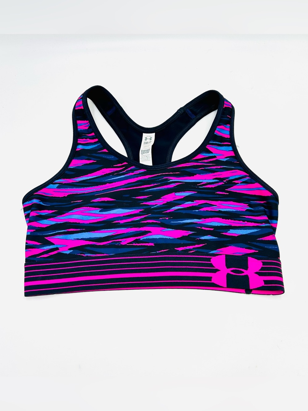 Under Armour Sports Bra Mid Impact camo sports bra pink blue new women size S